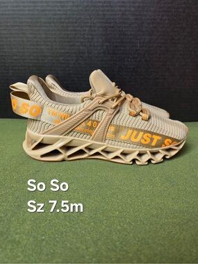 Men's Athletic Shoes in Tan with Orange Accents